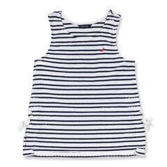 Girls' Scallop Lace Up Tank (7-16),Navy,large