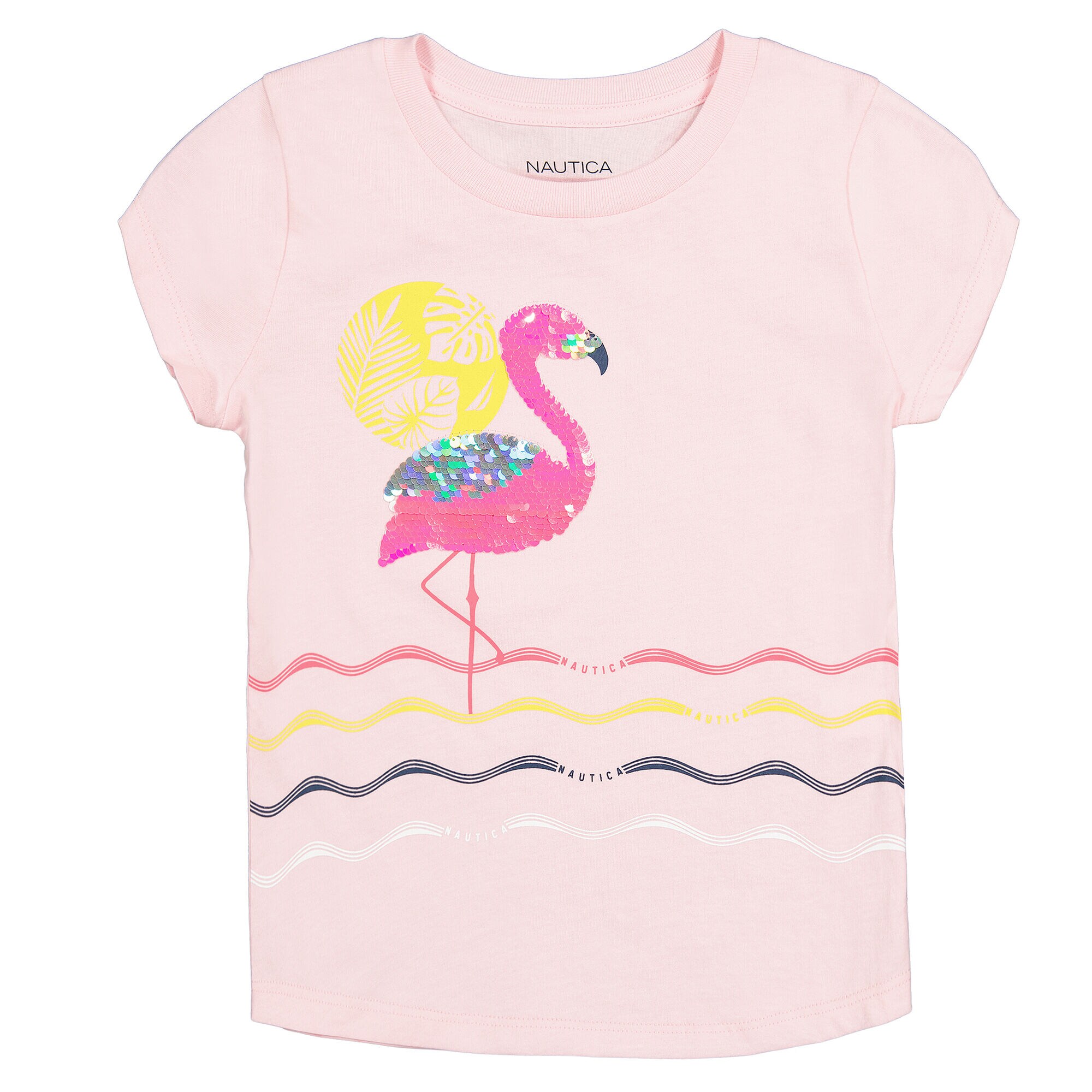 GIRLS' FLAMINGO T-SHIRT (7-16),Salmon,large