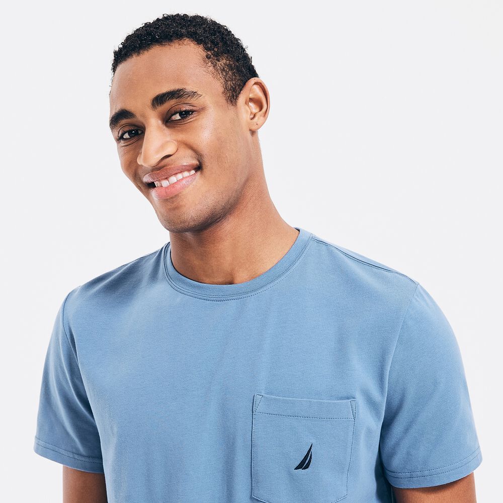BRAND ICON POCKET T-SHIRT,Star Sapphire,large