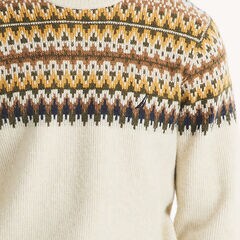 Fair Isle Crewneck Sweater,Natural,large