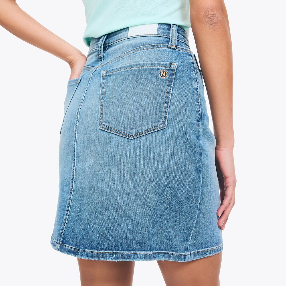 NAUTICA JEANS CO. TRUE FLEX SOFT DENIM SKIRT,Navy,large