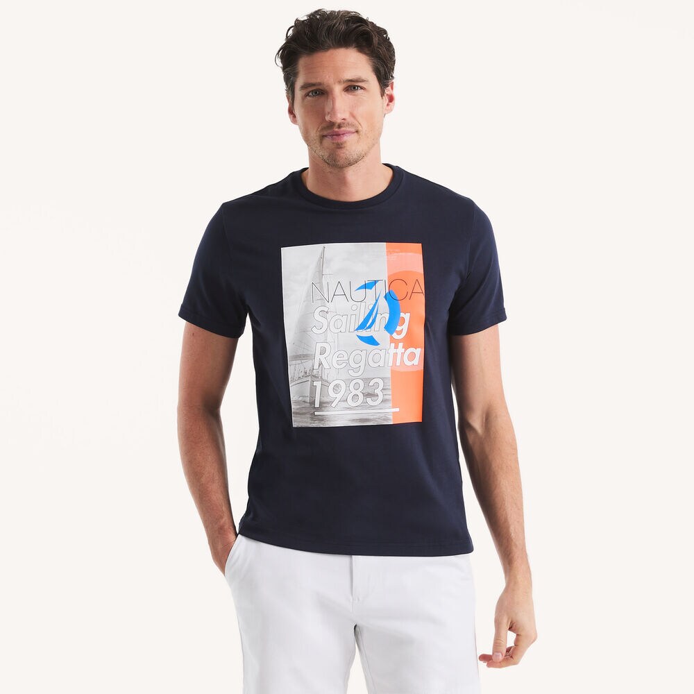 Sailing Regatta Graphic T-Shirt,Stellar Blue Heather,large