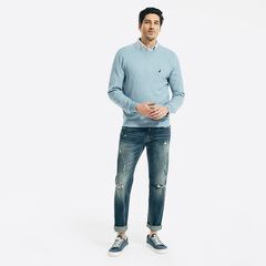 SUSTAINABLY CRAFTED CREWNECK SWEATER,Noon Blue,large