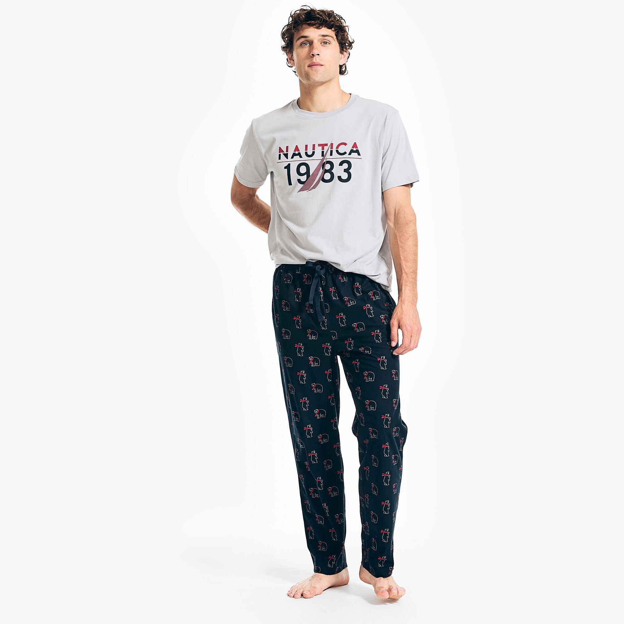 POLAR BEAR PRINT SLEEP PANT,Navy,large