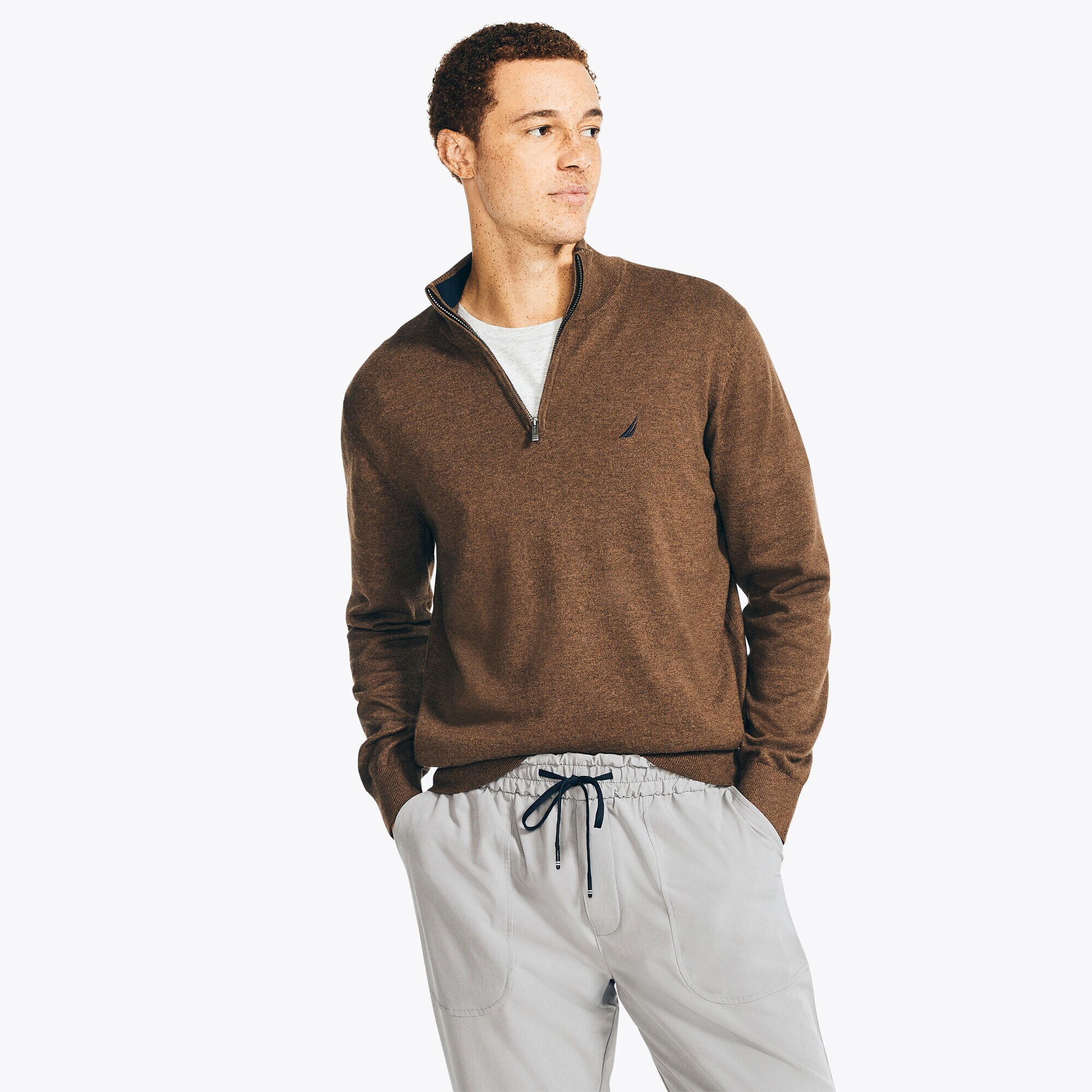 Navtech Quarter-Zip Sweater,Espresso,large