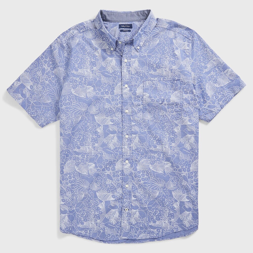 BIG & TALL CLASSIC FIT PRINT OXFORD SHIRT,Windsurf Blue,large