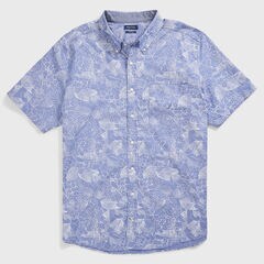BIG & TALL CLASSIC FIT PRINT OXFORD SHIRT,Windsurf Blue,large