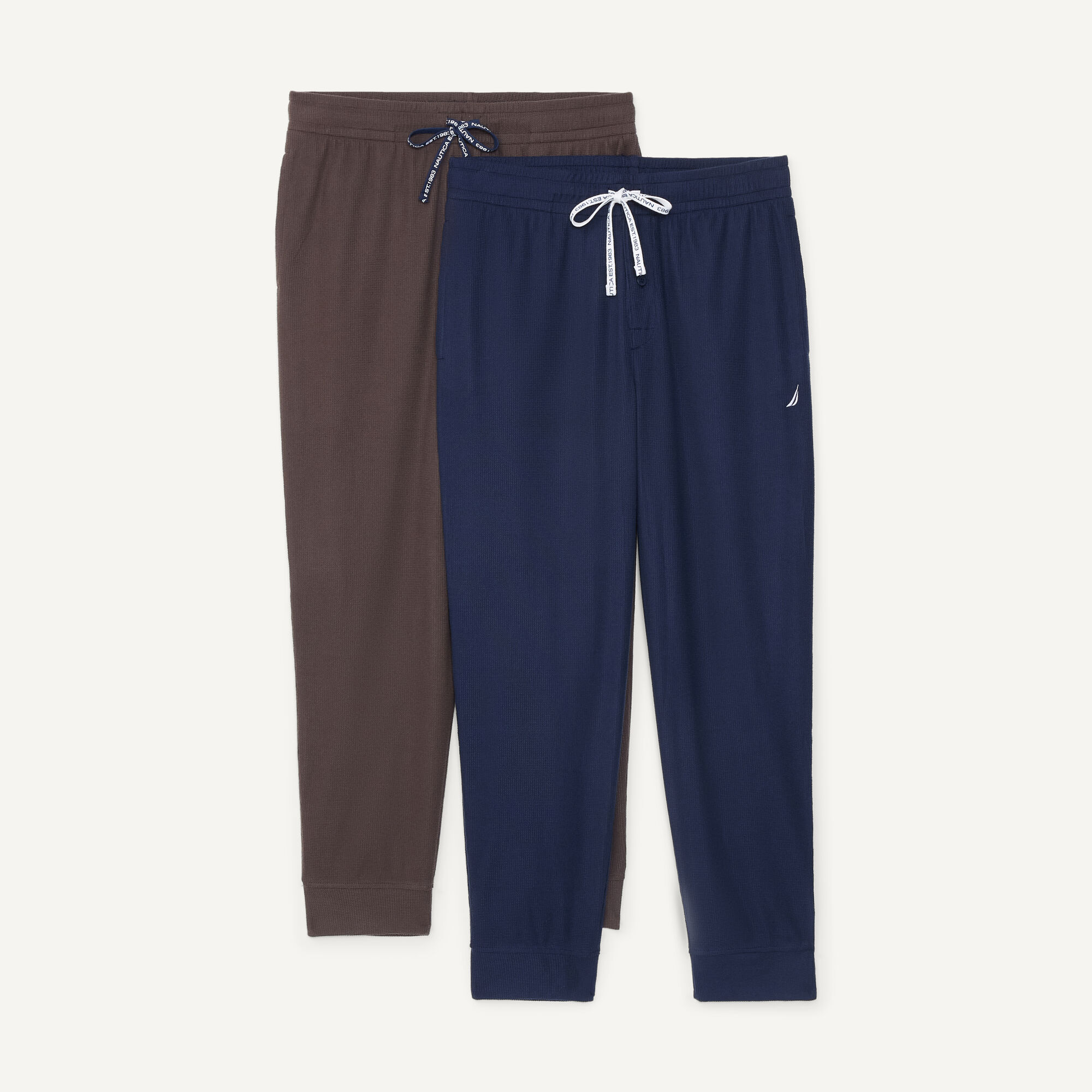 Printed Waffle-Knit Jogger Sleep Pant - 2 Pack,Cafe,large