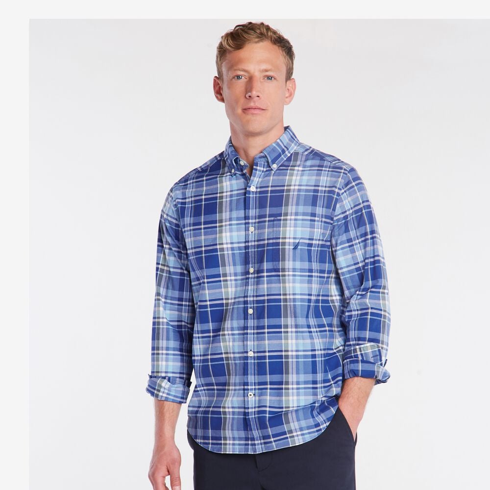 CLASSIC FIT POPLIN SHIRT IN PLAID,Limoges,large