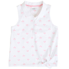 Girls' Flamingo Sleeveless Polo Shirt (8-16),Sail White,large