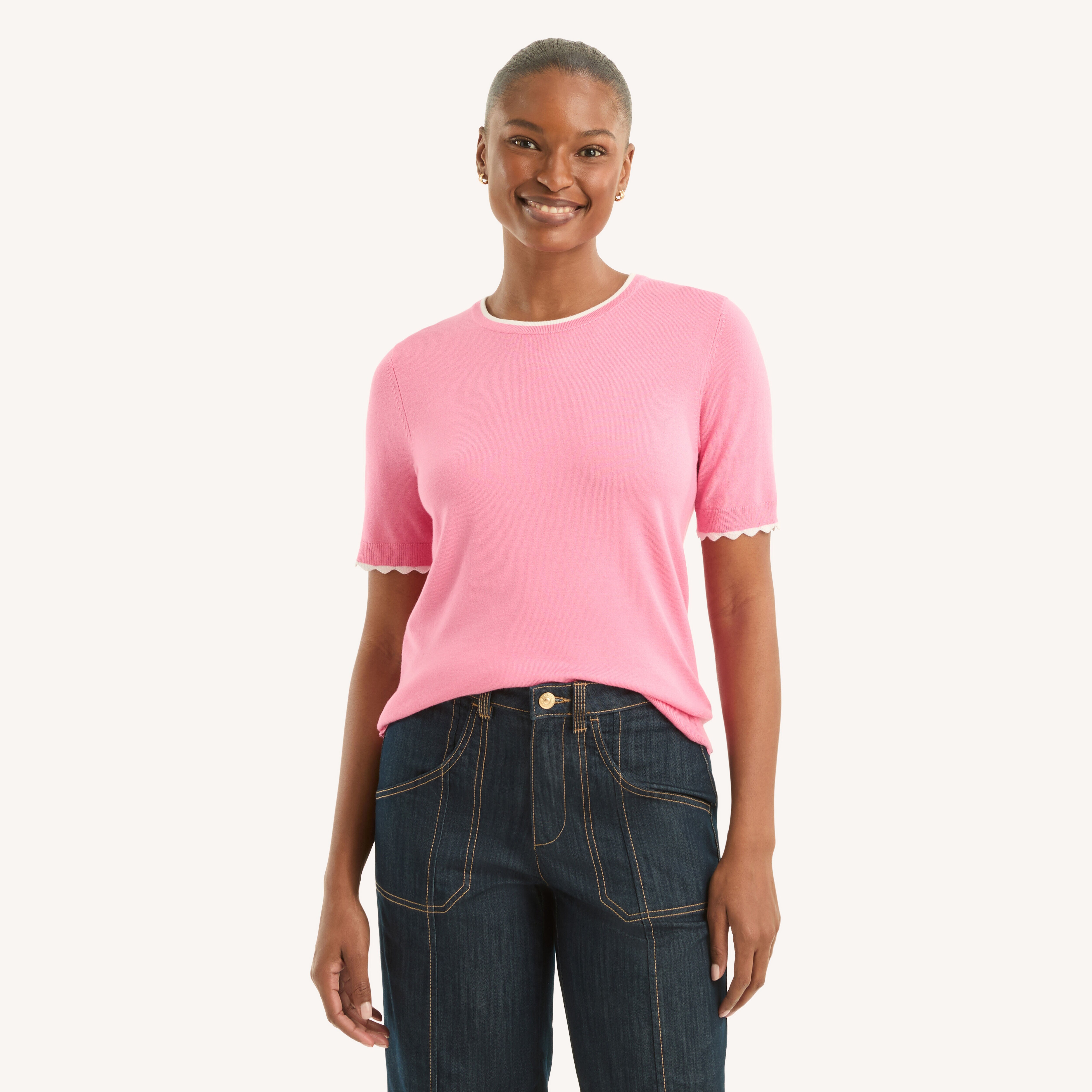 Scalloped Short-Sleeve Sweater | Nautica