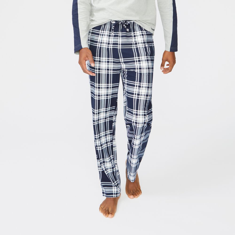 PLAID FLEECE SLEEP PANT,Navy,large