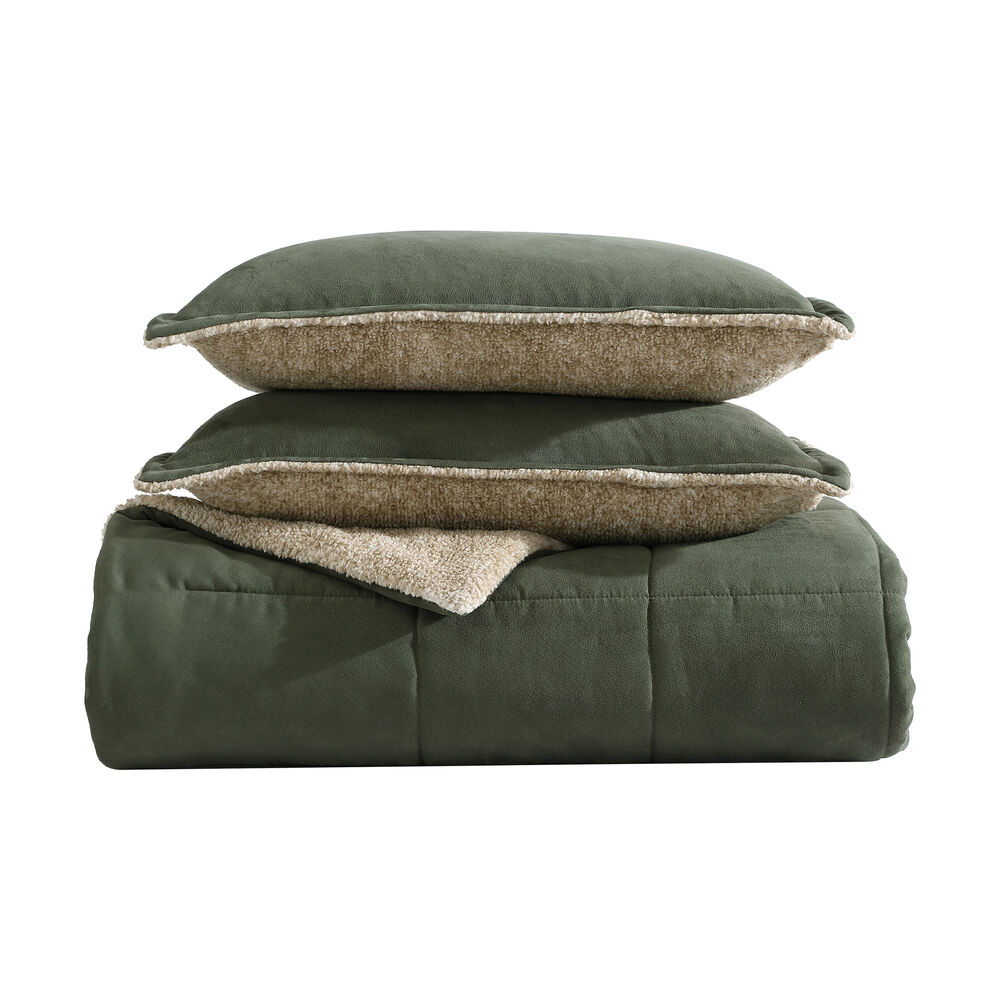 Beckett Green Full/Queen Reversible Comforter & Sham Set,Dark Hunter,large