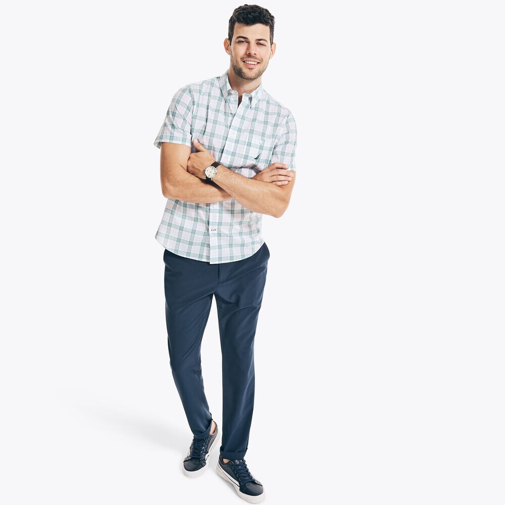 NAVTECH PLAID SHORT-SLEEVE SHIRT,Shaded Spruce,large