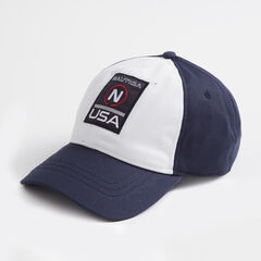 LOGO AND STAR EMBROIDERED COLORBLOCK CAP,Navy,large