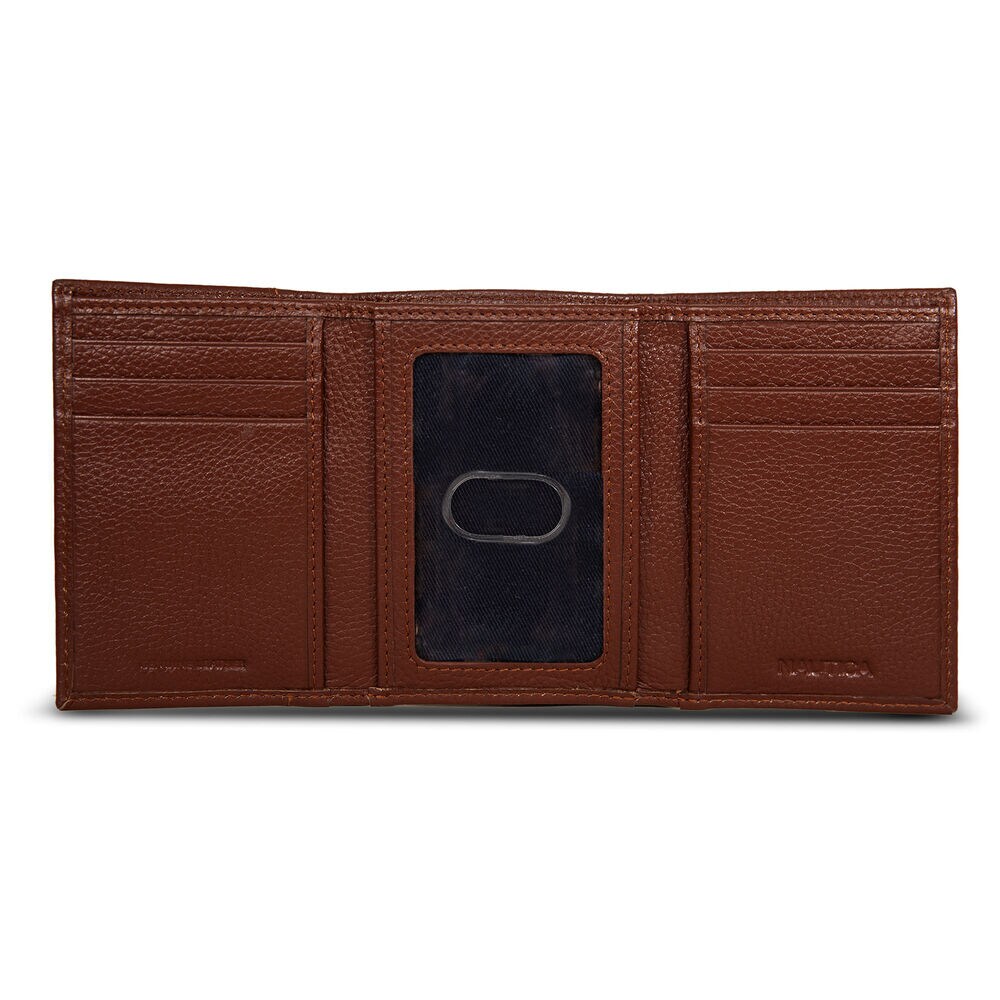Leather Trifold Wallet,Camel Heather,large