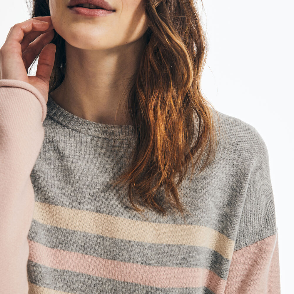 STRIPED COLORBLOCK SWEATER,Fog,large