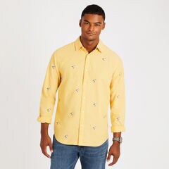 Palm Springs Long Sleeve Classic Fit Chambray Shirt,Mustard Field,large