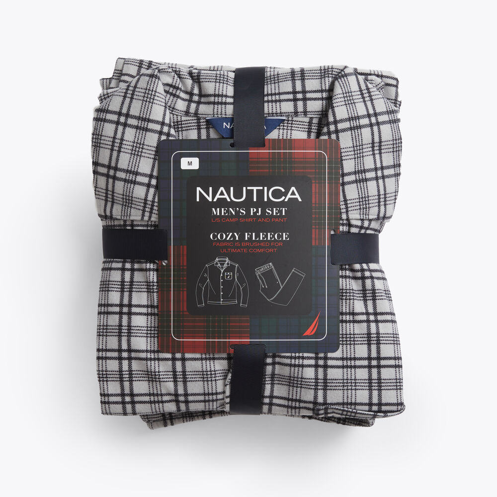 PLAID FLEECE PAJAMA PANT SET,Grey Alloy,large