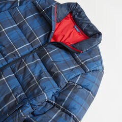 PLAID TEMPASPHERE BOMBER,Navy,large
