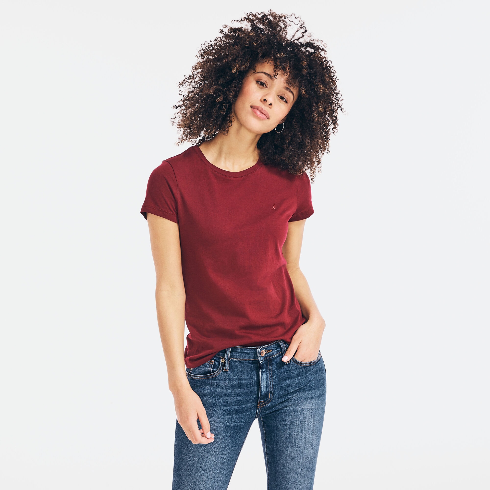 SOLID CREWNECK T-SHIRT,Classic Red,large