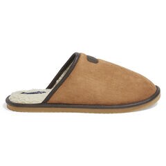 MICROSUEDE FAUX FUR LINED SLIPPERS,Military Tan,large