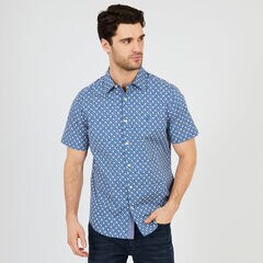 Anchor Poplin Classic Fit Short Sleeve Shirt,Ensign Blue,large