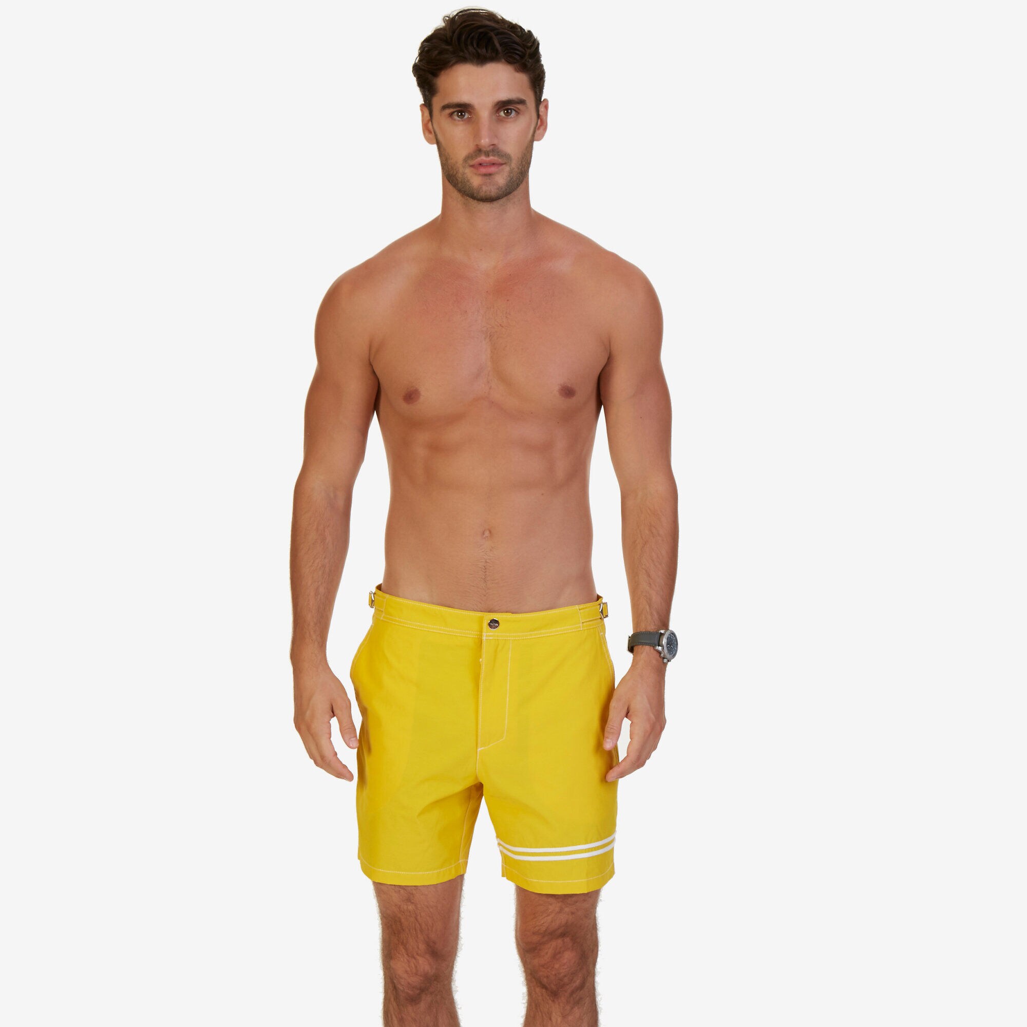 Quick Dry Stripe 17" Swim Trunk,Empire Gold,large