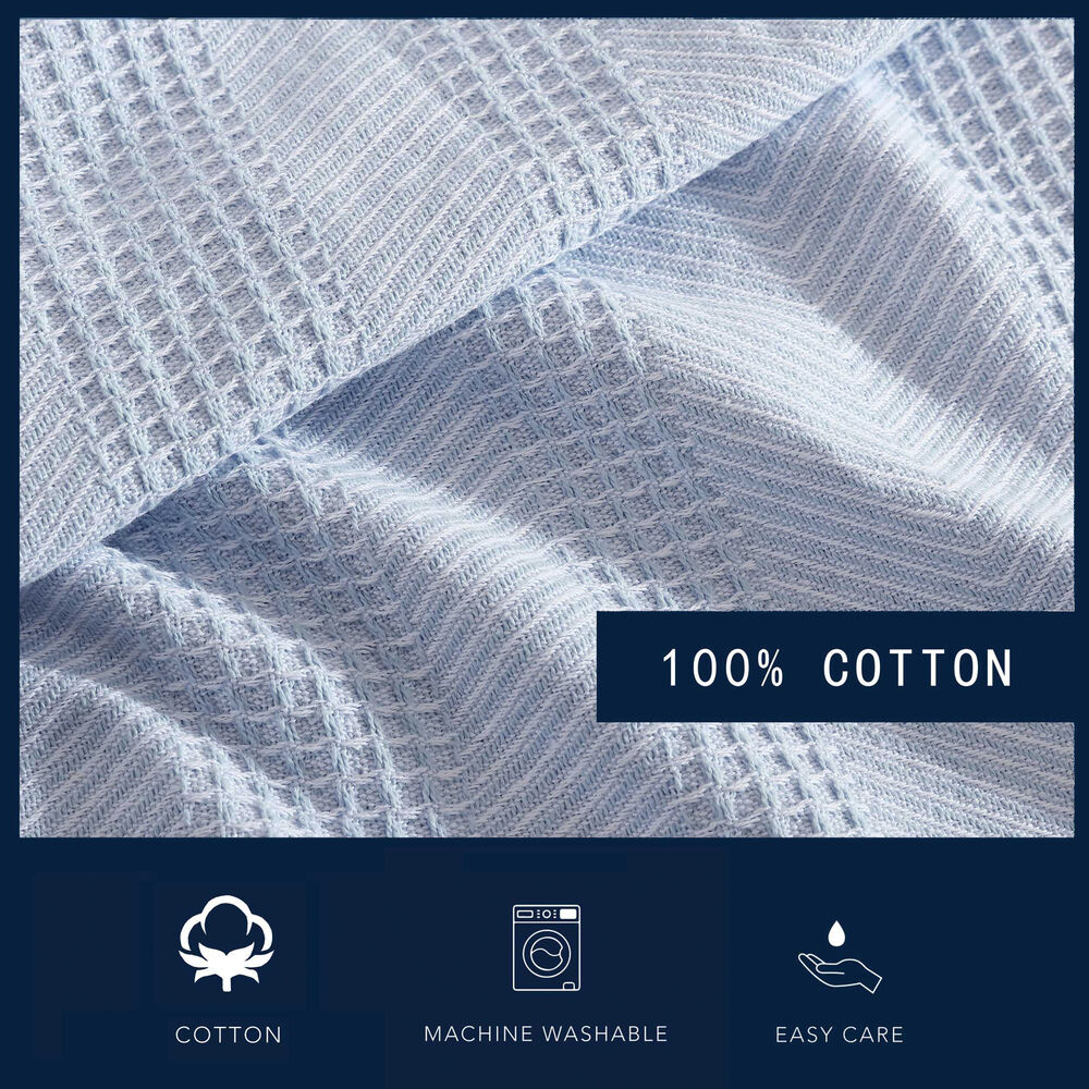 Chevron Blue King Blanket,Sea Mist,large