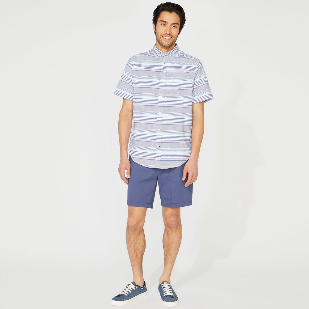 CLASSIC FIT SEERSUCKER STRIPE SHIRT,Star Sapphire,large