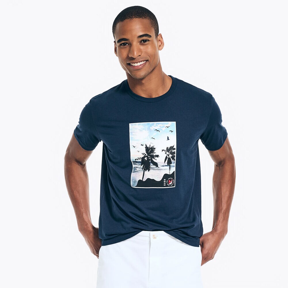 Big & Tall Sustainably Crafted Beach Vibes Graphic T-Shirt,Stellar Blue Heather,large