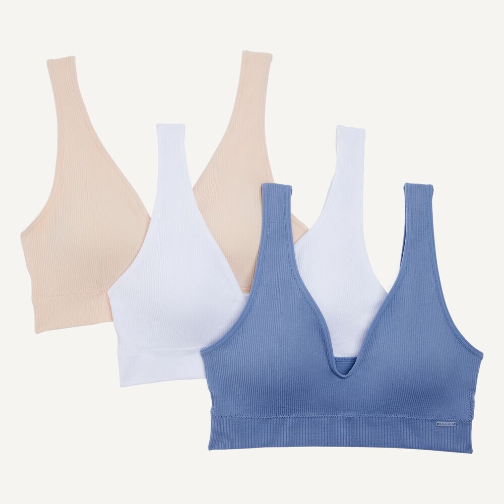 Ribbed Seamless Bra, 3-Pack,Angel Blue,large