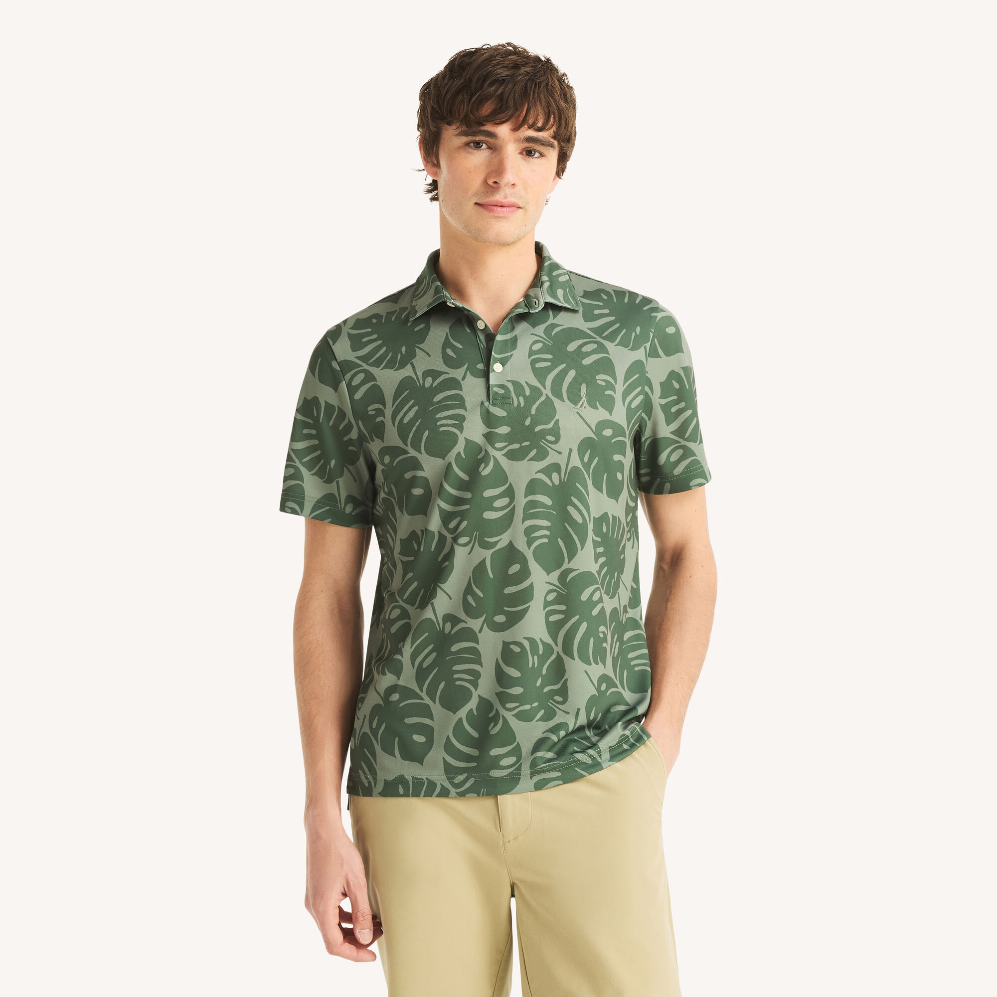 Printed Performance Polo,Jade Forest Heather,large