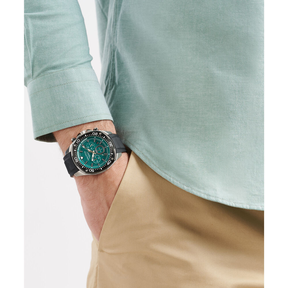 NCT Blue Sail Chronograph Silicone Watch,Black,large