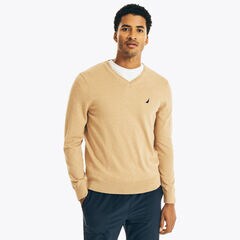 NAVTECH V-NECK SWEATER,Camel Heather,large