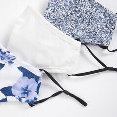 FLORAL AND SOLID REUSABLE FACE MASK, 3 PACK,Multi,large