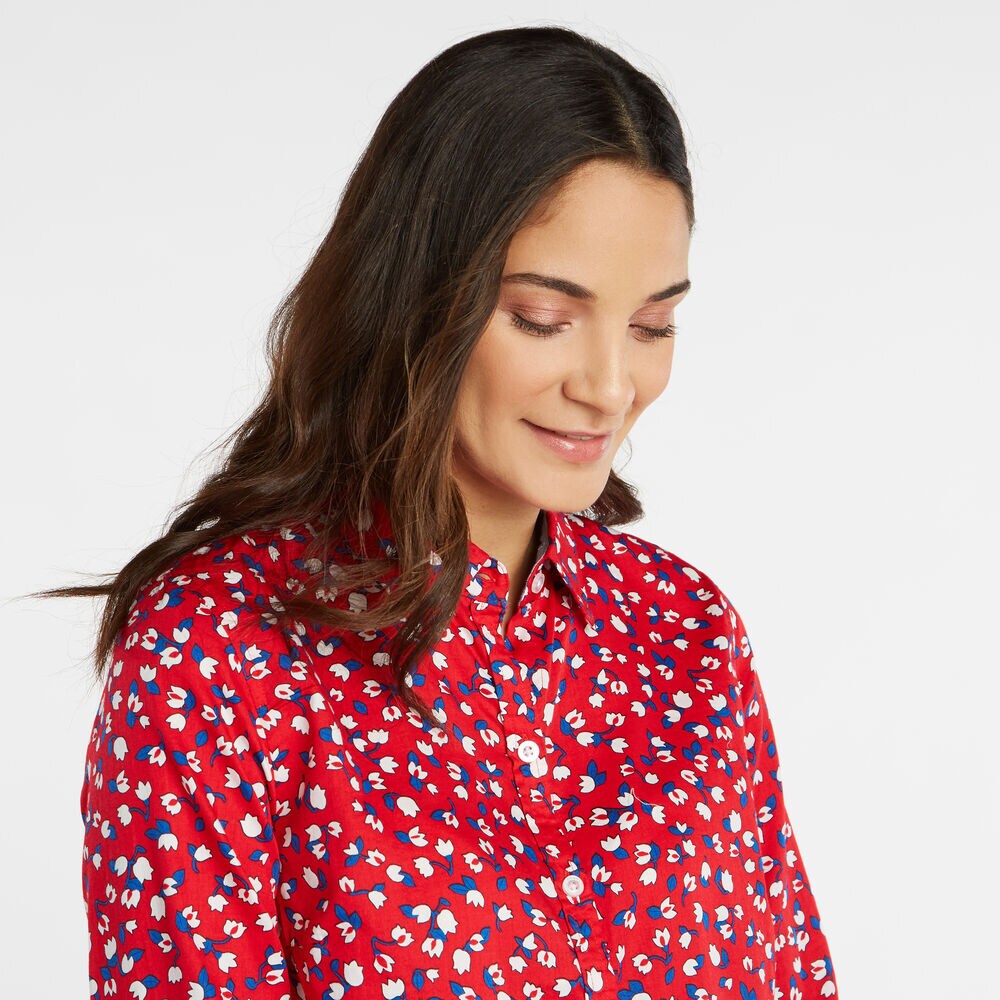 DITSY FLORAL PRINT PERFECT SHIRT,Tomales Red,large