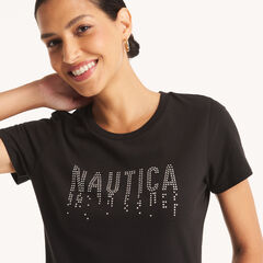 Studded Logo Graphic T-Shirt,True Black,large
