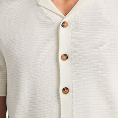 Textured Sweater Polo,Sail White,large