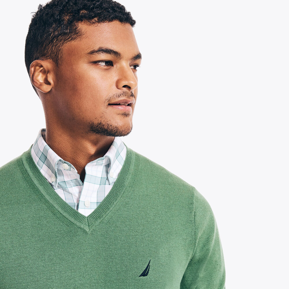 NAVTECH V-NECK SWEATER,Shaded Spruce Heather,large