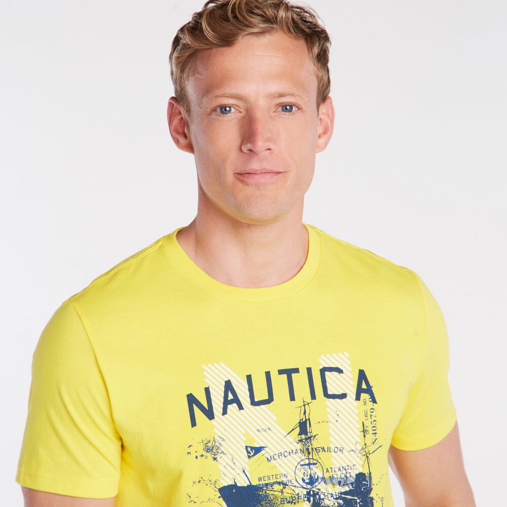 SHIP GRAPHIC T-SHIRT,Yellow Zest,large