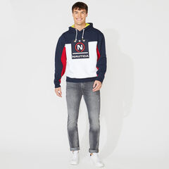 COMPETITION COLORBLOCK GRAPHIC HOODIE,Navy,large