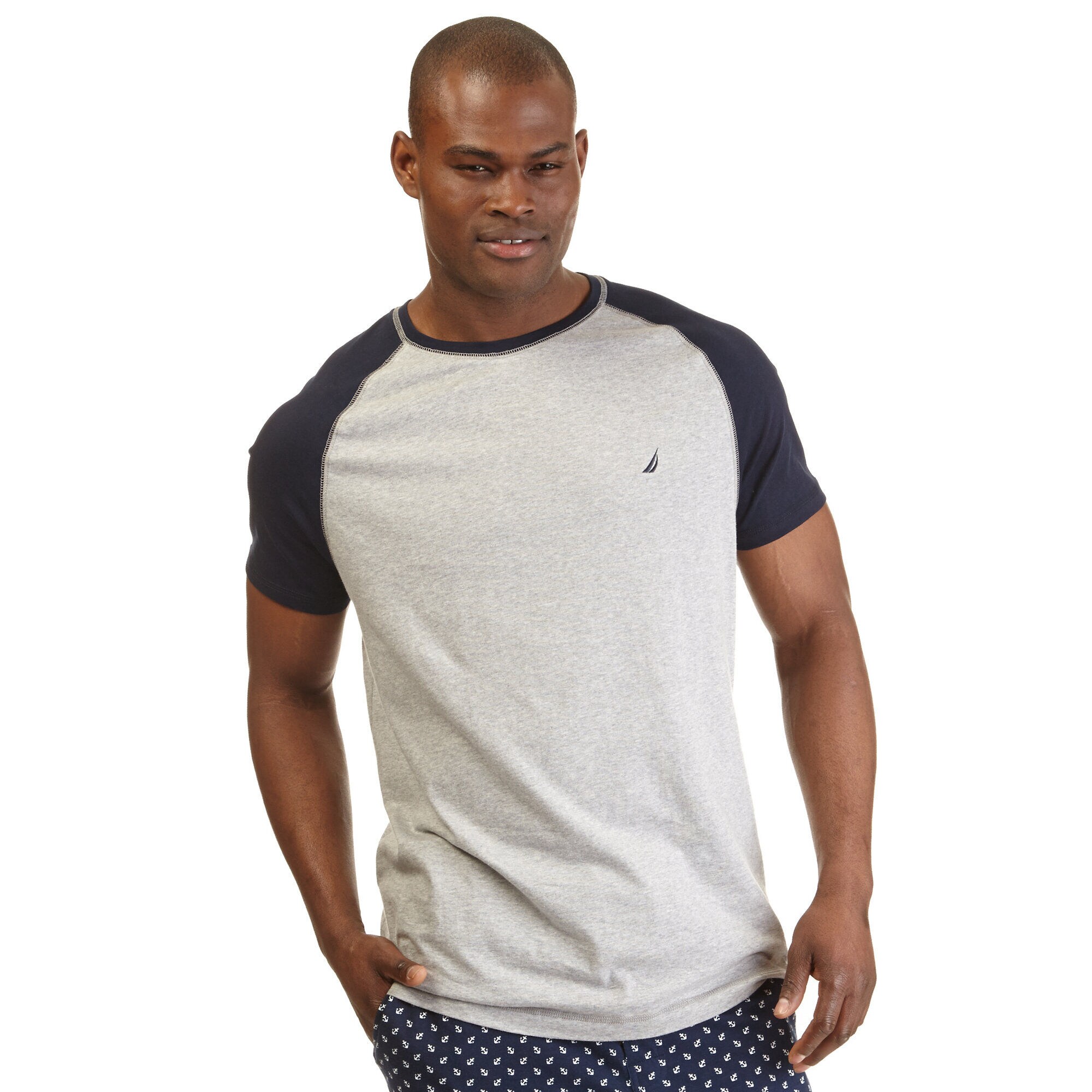 Raglan Sleep Shirt,Fog Heather,large
