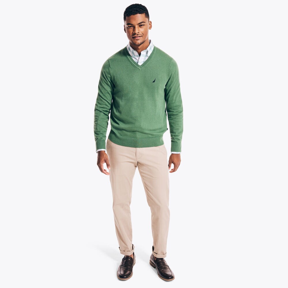 NAVTECH V-NECK SWEATER,Shaded Spruce Heather,large