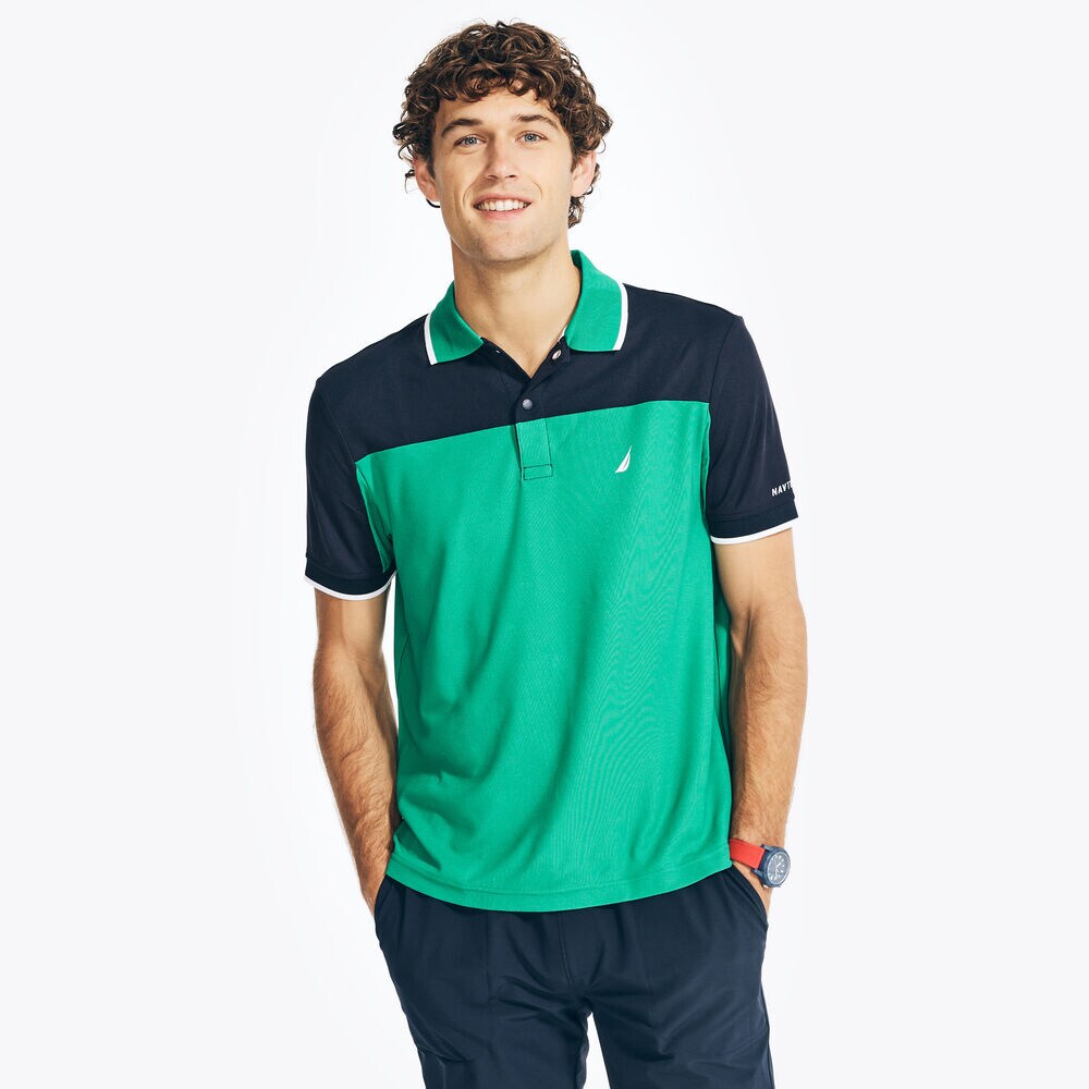 NAVTECH SUSTAINABLY CRAFTED CLASSIC FIT COLORBLOCK POLO,Navy,large