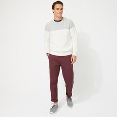 COLORBLOCK CABLE-KNIT SWEATER,Marshmallow,large