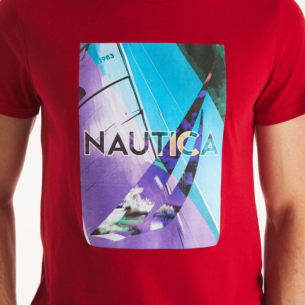 Modern Sailing Graphic T-Shirt,Nautica Red,large
