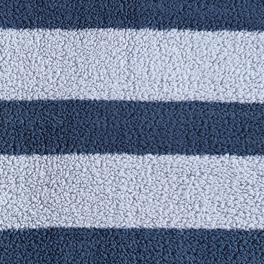 LAWNDALE BLUE STRIPED FAUX SHEARLING THROW BLANKET,Classic Blue,large