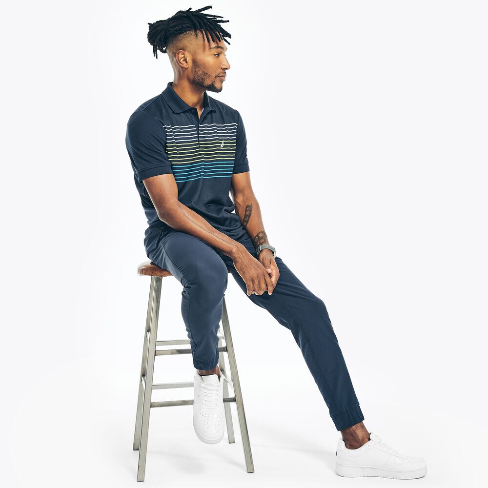 BIG & TALL NAVTECH CLASSIC FIT STRIPED POLO,Navy,large