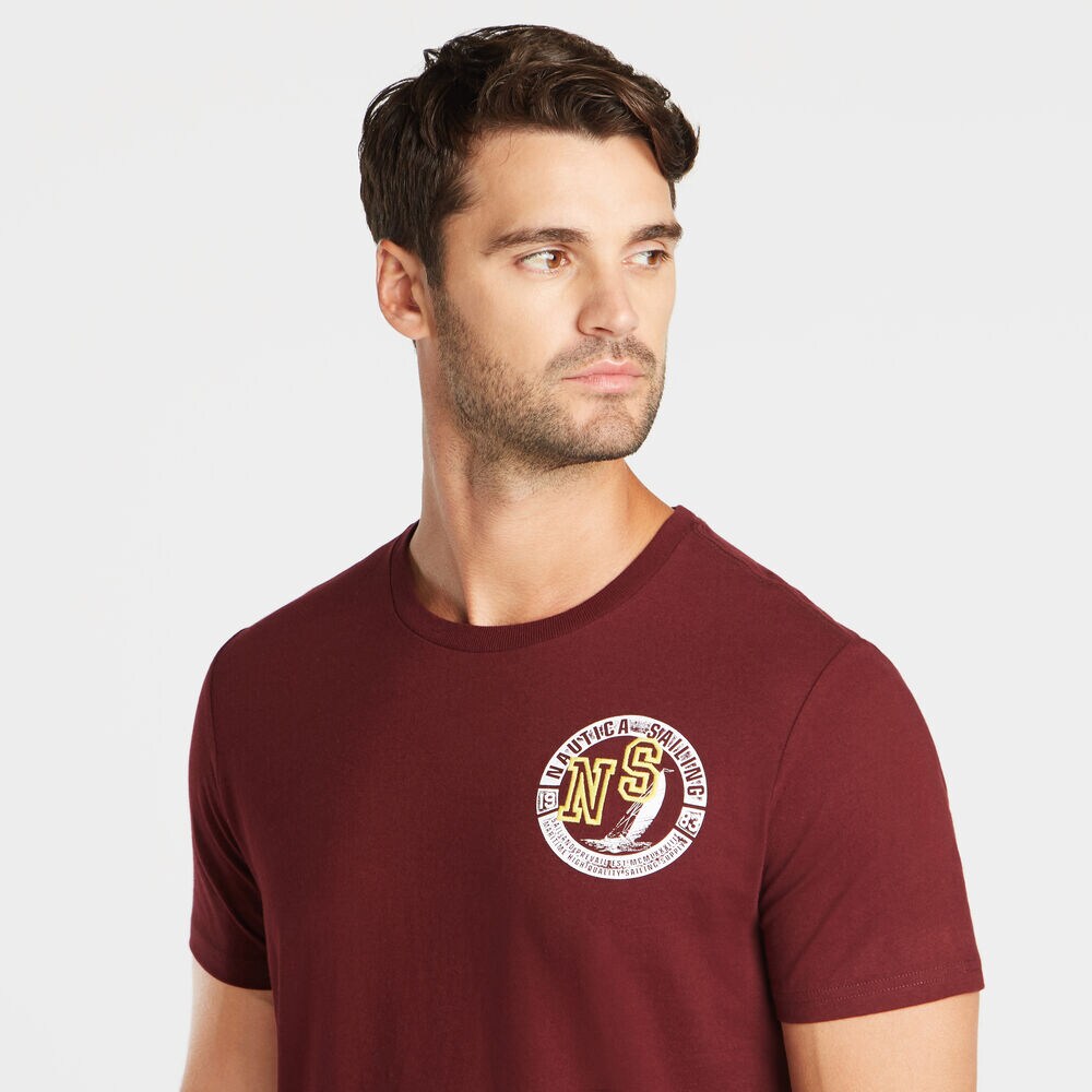 NAUTICA SAILING CREST GRAPHIC TEE,Royal Burgundy,large